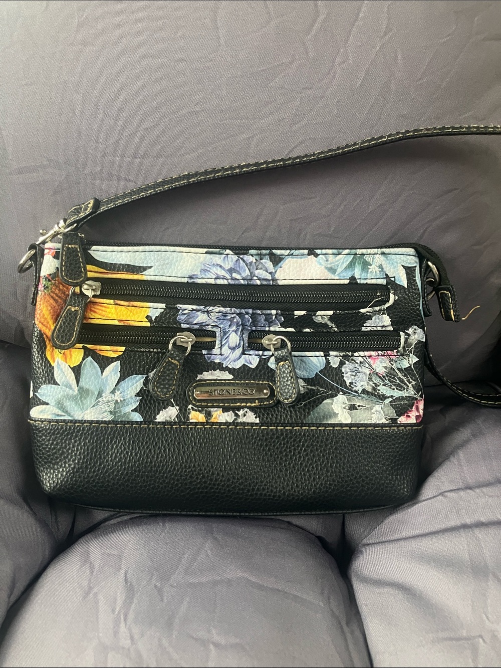 Stone & Co. Black Floral Crossbody with Multicolor Blooms